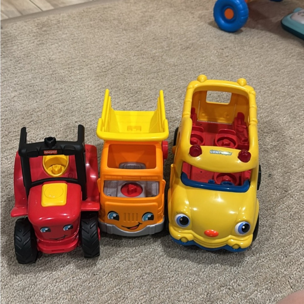 Fisher-Price Red, Orange, and Yellow Toy Vehicle Trio